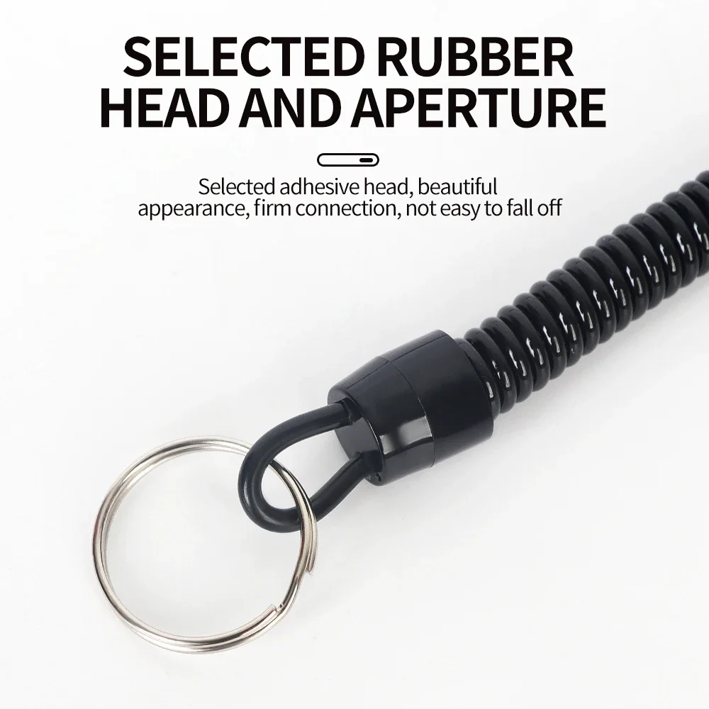 Cordones de pesca de 21cm, correa en espiral retráctil con mosquetón de TPU, cuerda de pesca para navegación, cuerda de retención, aparejos de herramientas de pesca, 3 uds.