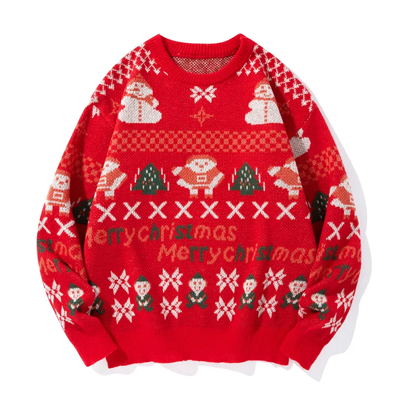 

Мужской вязаный свитер Cisas Red: модный брендовый зимний свободный свитер в стиле оверсайз, высококачественная вязаная одежда для пар, трендовая мужская верхняя одежда