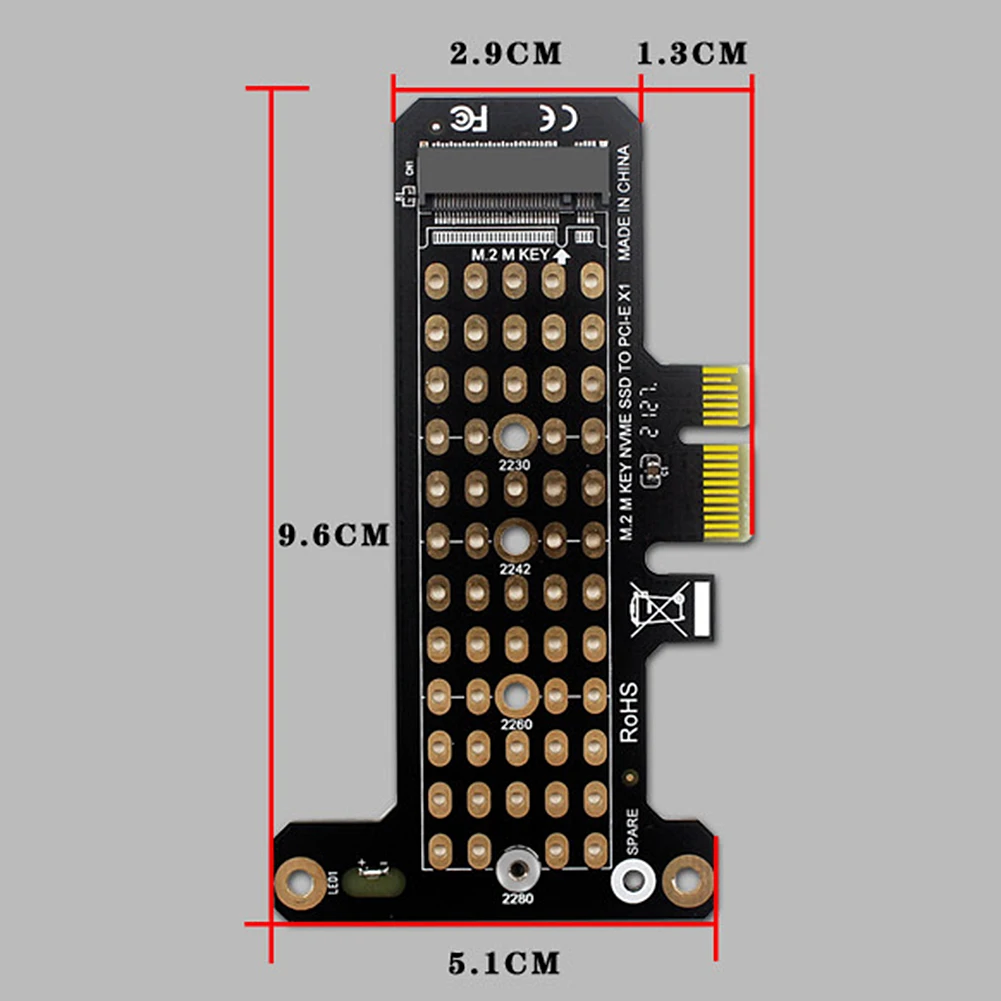 M.2 NVME To PCIe4.0 X1 Hard Disk Adapter Card Support PCIe X1 X4 X8 X16 Interface Converter Card for SSD 2230/2242/2260/2280