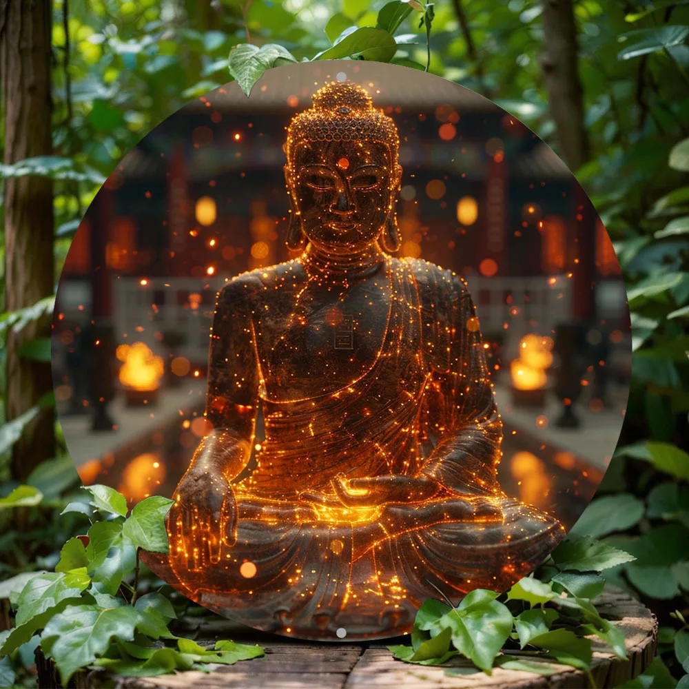

Round Aluminum Sign, Buddha Themed Office Room Home Cafe Decor Sign, Holiday Gifts, Gardening Farmhouse Wall Art Decoration