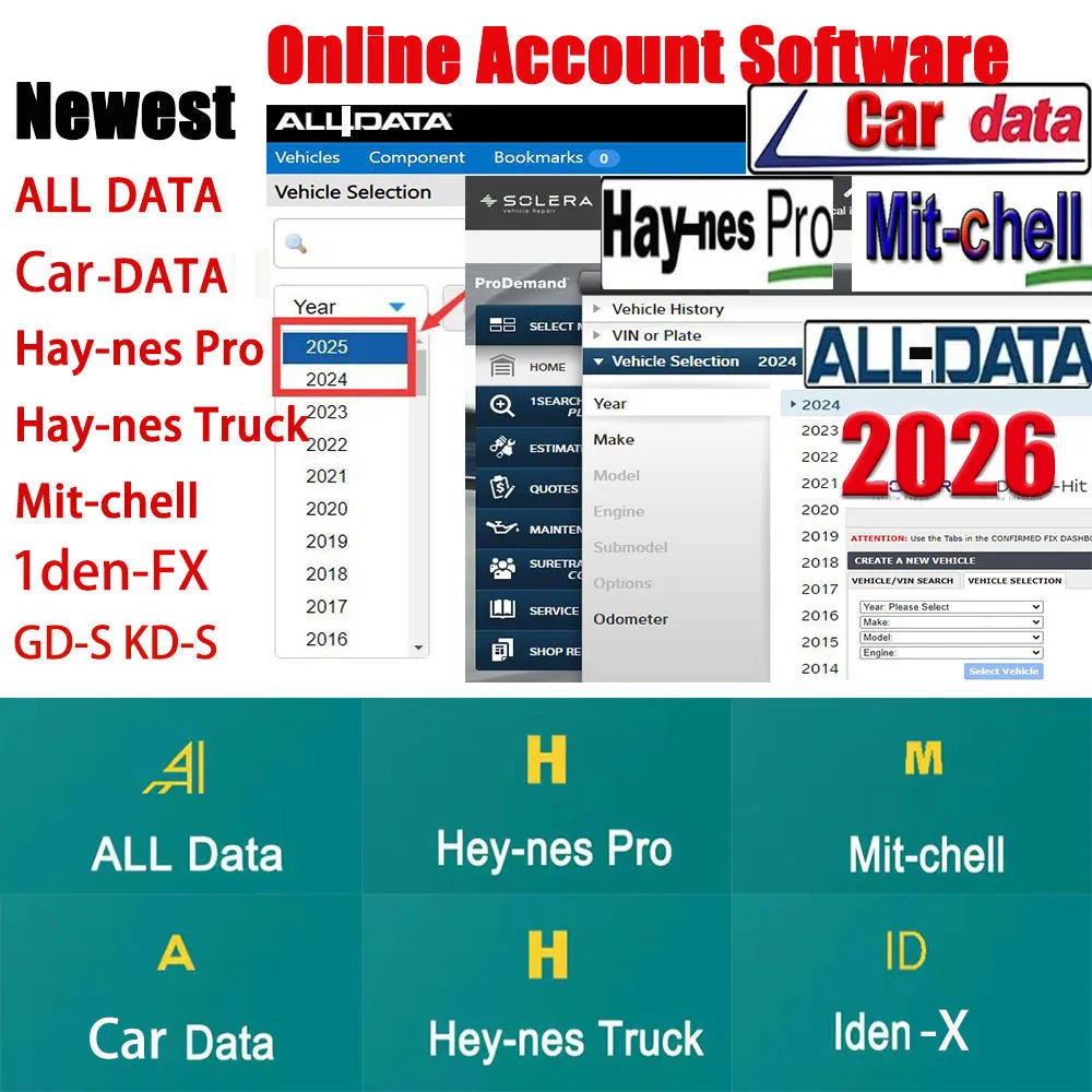 

2026 Online Account for Alldata Car Data Diagram Newest Car Repair Software for Workshop All Data Hay-nes Pro Support Mobile /PC
