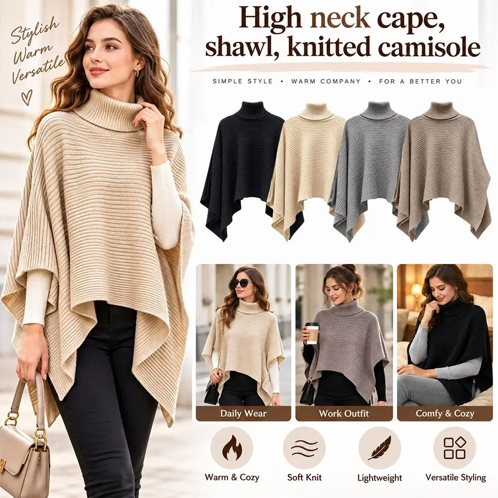 Fashion Pure Color Knitted Scarf High Collar Warm Cowl Neck Scarf Winter Scarf Autumn Winter