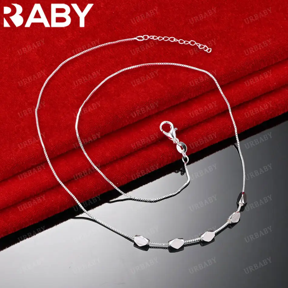 

URBABY 925 Sterling Silver 50cm Simple Rhombus Thin Necklace For Women Charm Trend Birthday Gifts Fashion Party