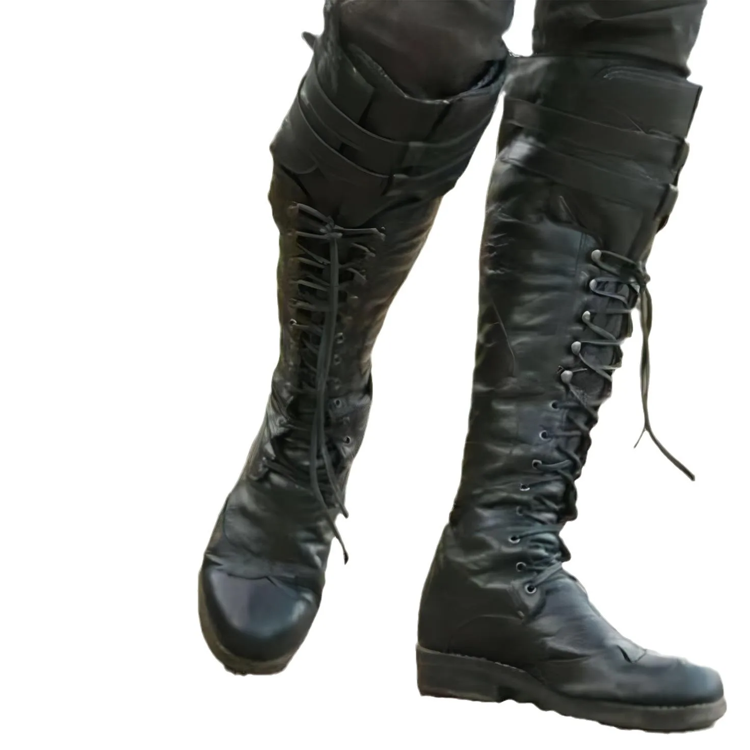 Botas Medievales Hombre Vintage Steampunk Cosplay Boots Men Winter Viking Pirate Pu Leather Shoes Carnival Party Fancy Knight