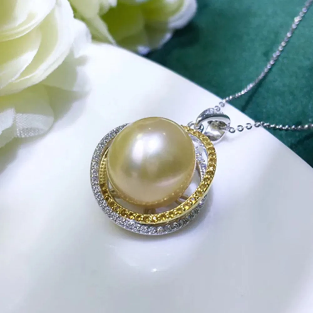 

Beautiful AAA South Sea Pearl Pendant 925s Silver Bird Nest Design Pendant 11-12mm 12-13mm