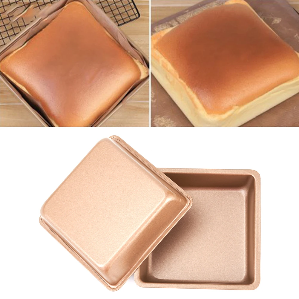 2PCS 4 Inch Carbon Steel Baking Pans DIY Square Cake Moulds Premium Non-Stick Bakeware Set Kitchen Tools Baking Mold