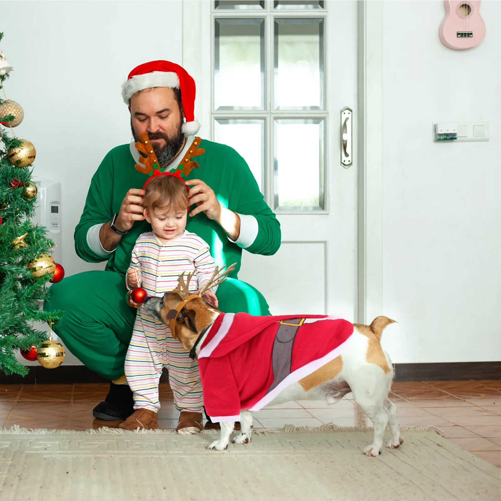 

Pet Clothes Dog Cat Christmas Coat Red Jumpsuit Breathable Comfortable Cosplay Garment Xmas Party Apparel Pet Supplies