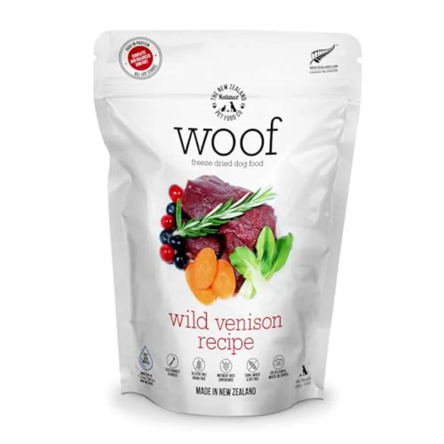 WOOF Wild Freeze Dried Raw Dog Food Mixer or Topper or Treat - High Protein Natural Limited Ingredient Recipe