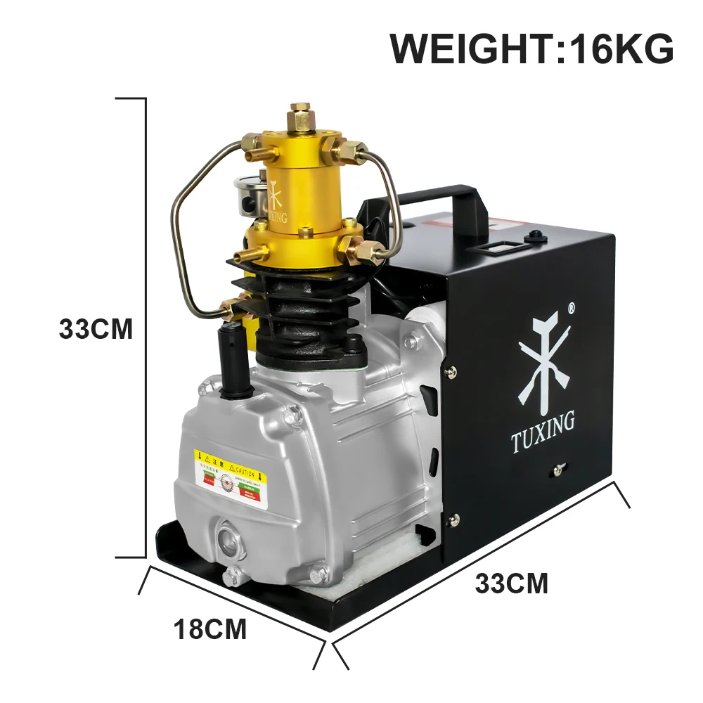 TUXING 300Bar 4500Psi PCP Air Compressor High Pressure Adjustable Pressure Auto Stop Compressor for Scuba Diving Airgun Rifle