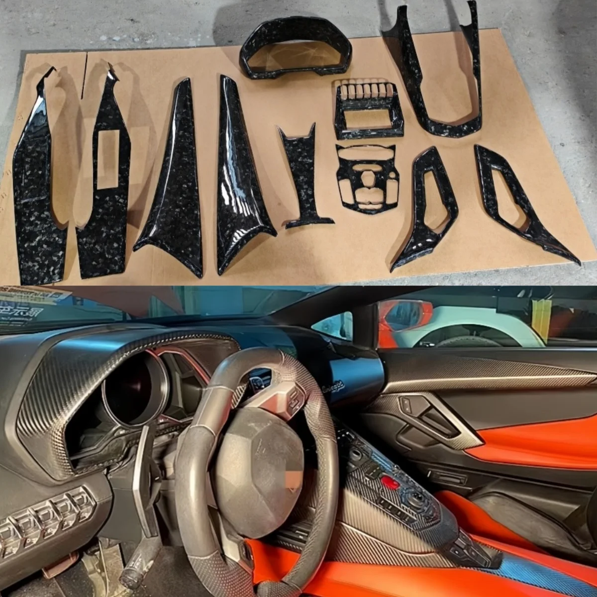 For  Aventador LP700 Upgrades OEM Style Dry Carbon Fiber Forged Pattern Central Control Decoration