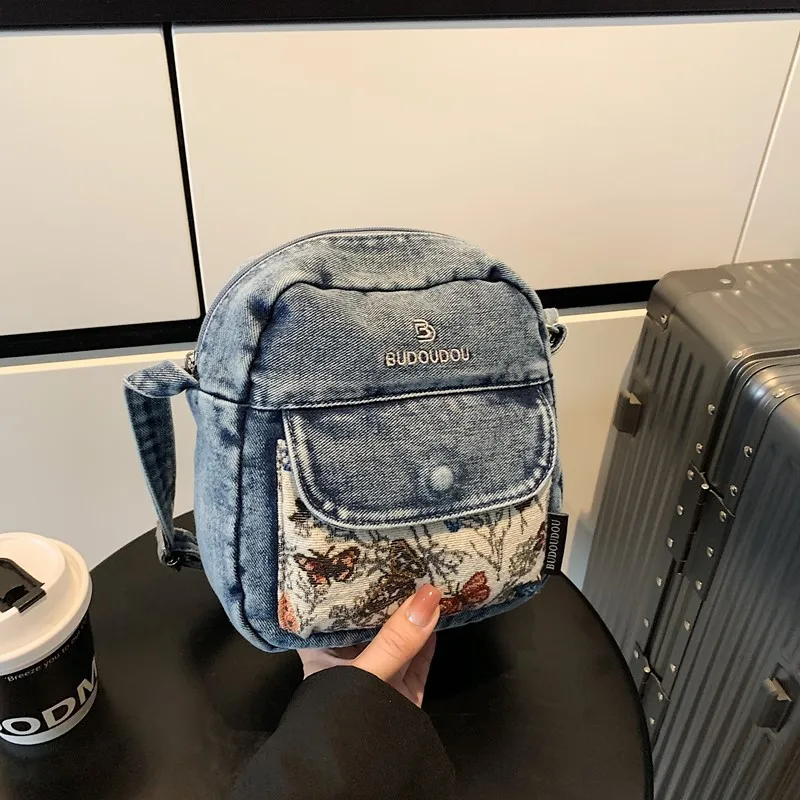 

2025 High Quality Women's Crossbody Bags Fashion Denim Zipper Sewing Thread Interior Zipper Pocket Versatile Shoulder Bags