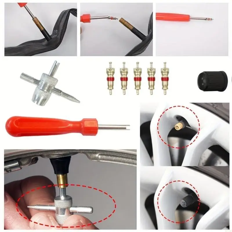 

M76E 47/3pcs Valves Stem Installation set Emergencies Tire Repair Car Garage Tool Simple to Use for Long service Performance