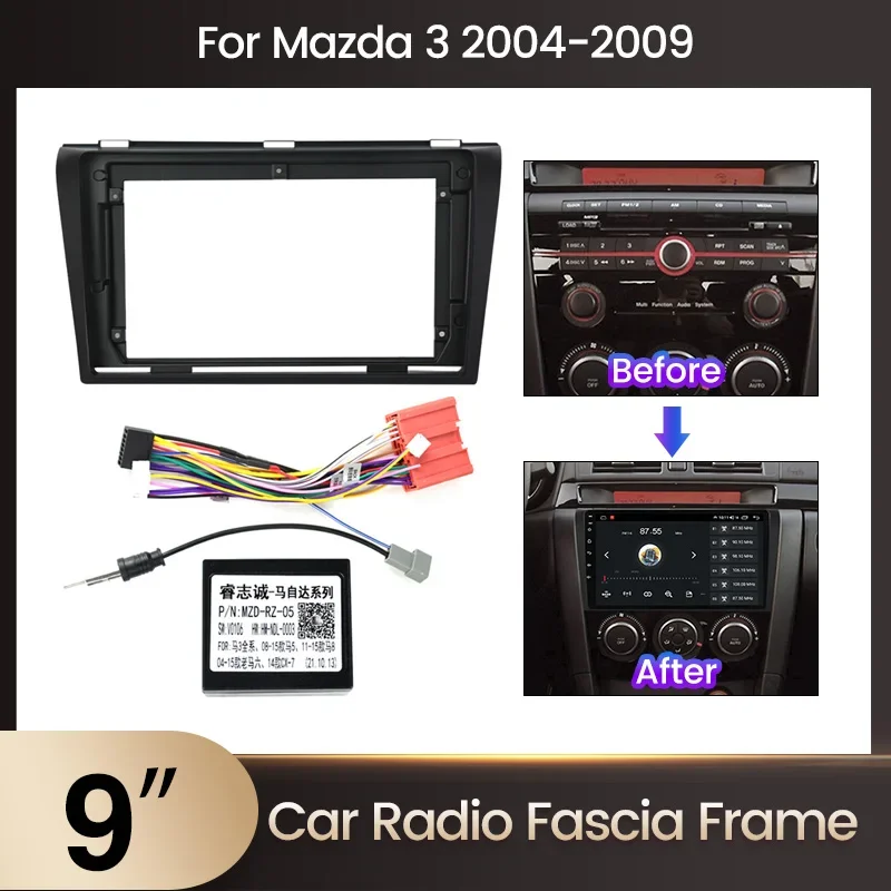 9 Zoll Gesichtsrahmen für Mazda 3 2004–2009 2 Din Autoradio GPS Stereo DVD Center Control Dashboard Fascia Stereo Panel Dash Kit