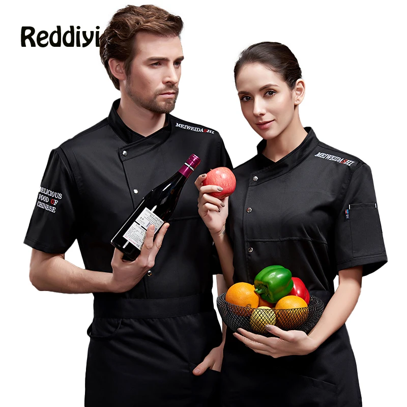 

Hotel Uniform Set Wholesale Men's Kitchen Jacket Cooking Apron Restaurant Short-Sleeved Chef Coat Summer Breathable Cook Clothes