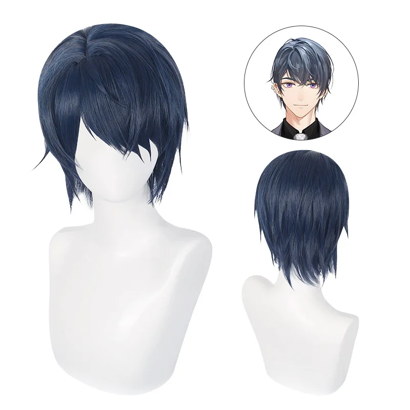 Unsolved Case File: Lu Jinghe Cosplay Wig With Simulated Scalp Short Blue-Black Hair