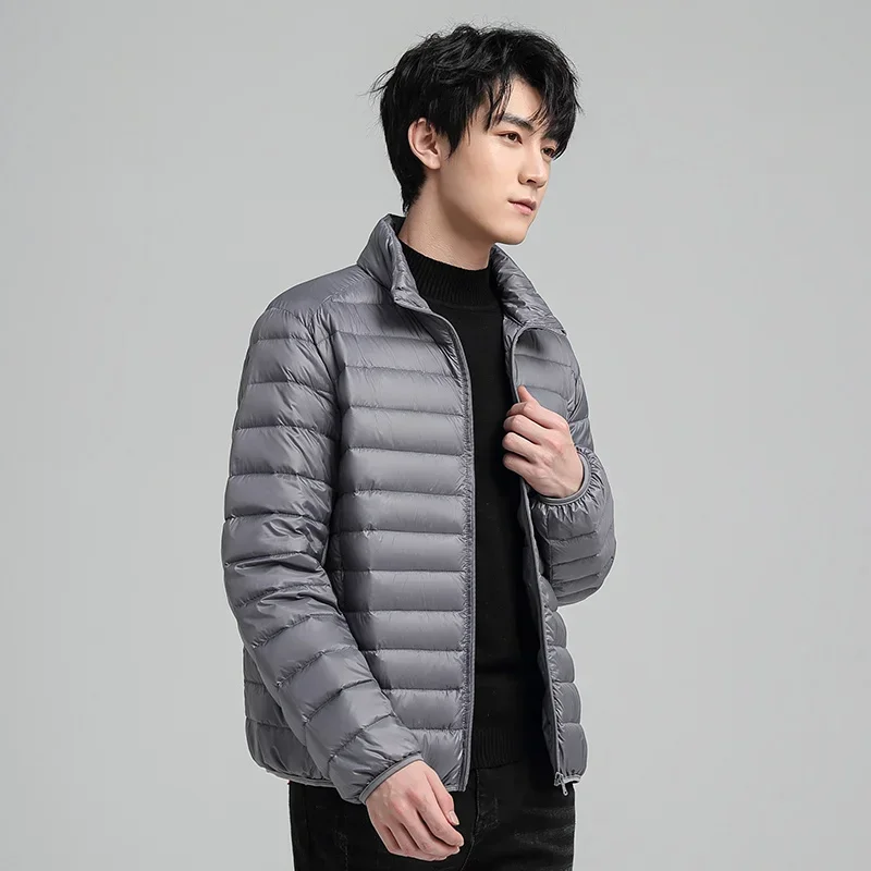 Winter Men\'s Portable Fluffy Down Vest Outdoor Stand-Collar Windproof Waistcoat Casual Men\'s Slim Fit Insulated Jacket