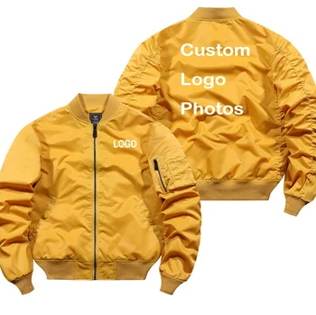 Custom Logo Design Bomber Jacket Men DIY Print Zipper Coat Windproof Thick Warm Jacket Unisex Military Jacket Flight Coat 6