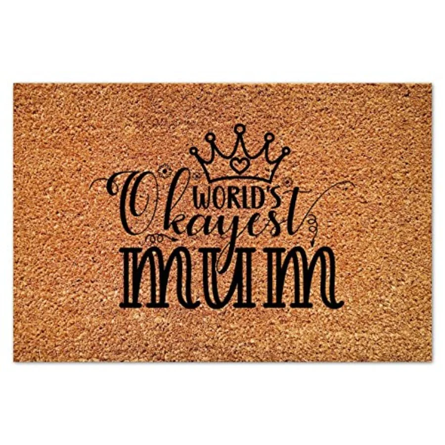 

Natural Coir Doormat World's Okayest Mum Decorative Coir Mat with Non-Slip Backing Indoor Outdoor Entrance Entryway Doormat Coi