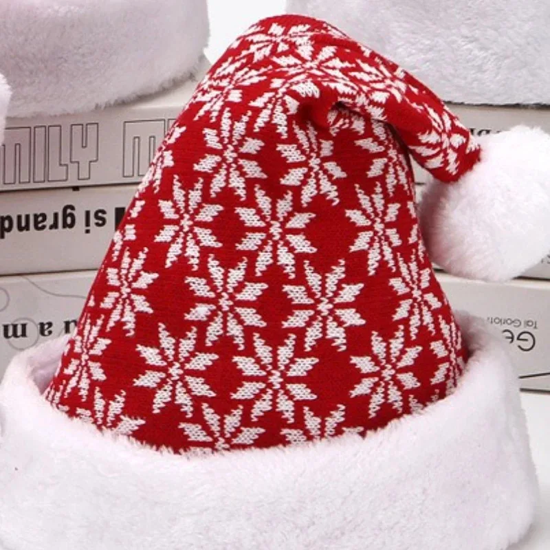 2025 ندفة الثلج الأيائل قبعة الشتاء رشاقته محبوك المخملية القماش الكبار عيد الميلاد قبعة عيد ميلاد سعيد ديكور الهدايا