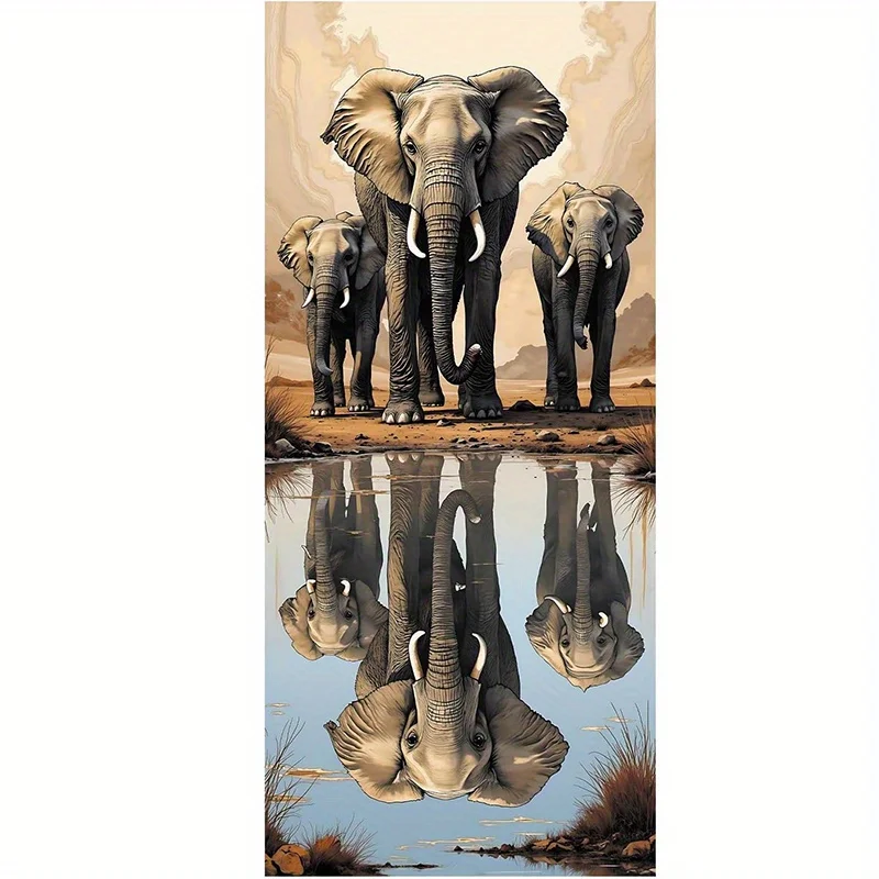 Beach Towel Elephant Art Pattern Sun Protection Windproof Suitable for Swimming Pool Camping Travel Blanket