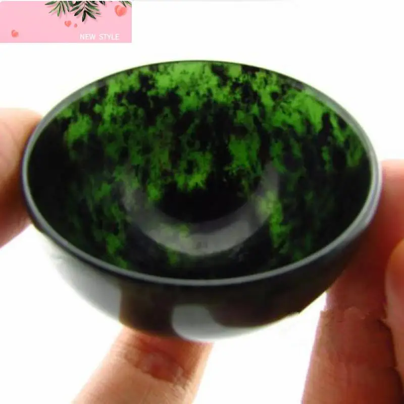 

30*50mm Natural Green Jade Teacup Magnetic Stone Health Gongfu Teaware Chinese Tea Ceremony Master Cup Kung Fu Tea Bowl