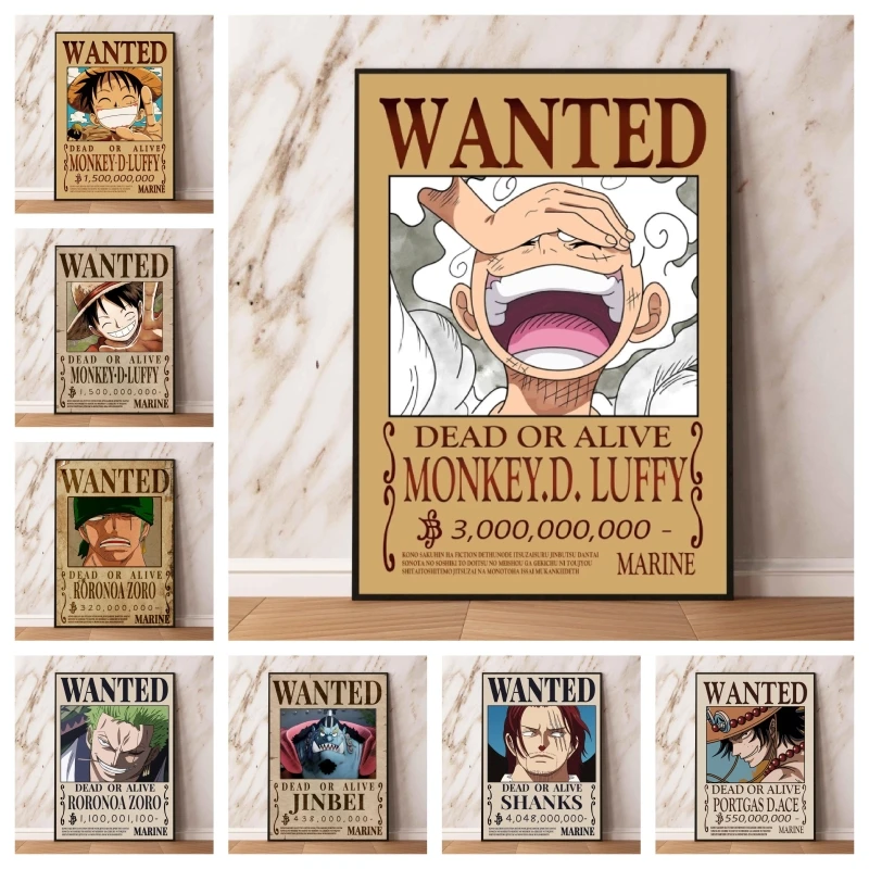 

Canvas Art Walls Painting One Piece Luffy Bounty Wanted Ace Children's Bedroom Decor Modern Home Best Gift Birthday Gifts