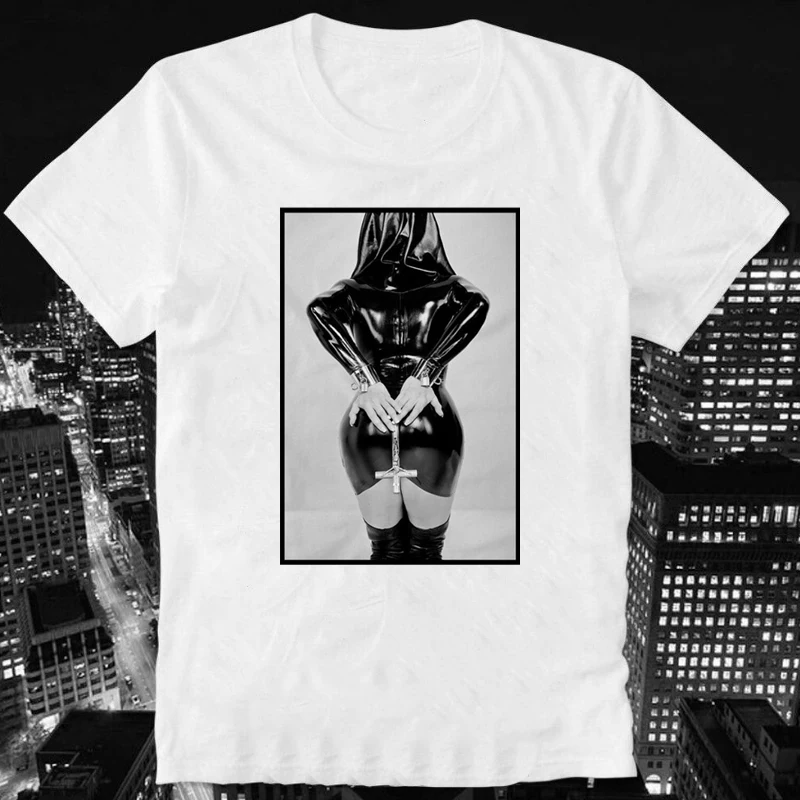 Sexy Nun Nonne Church of Satan Porn Porno Religion Inverted Cross Men Lastest Simple Style Design Men Women Tshirt Print Tee