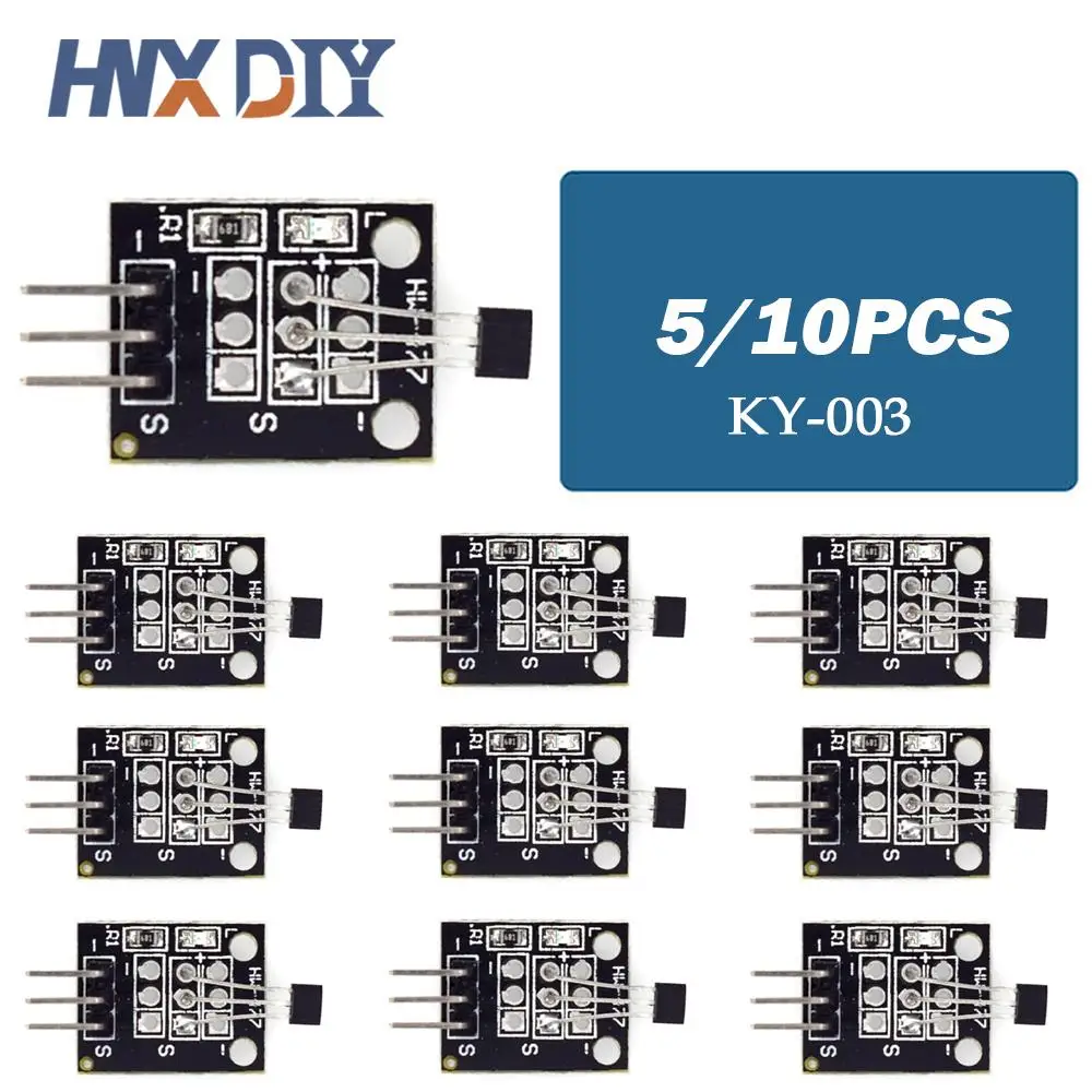 5/10pcs DC 3.3V To 5V KY-003 Hall Effect Magnetic Sensor Module Hall Magnetic Sensor Module for Smart Cars for Arduino