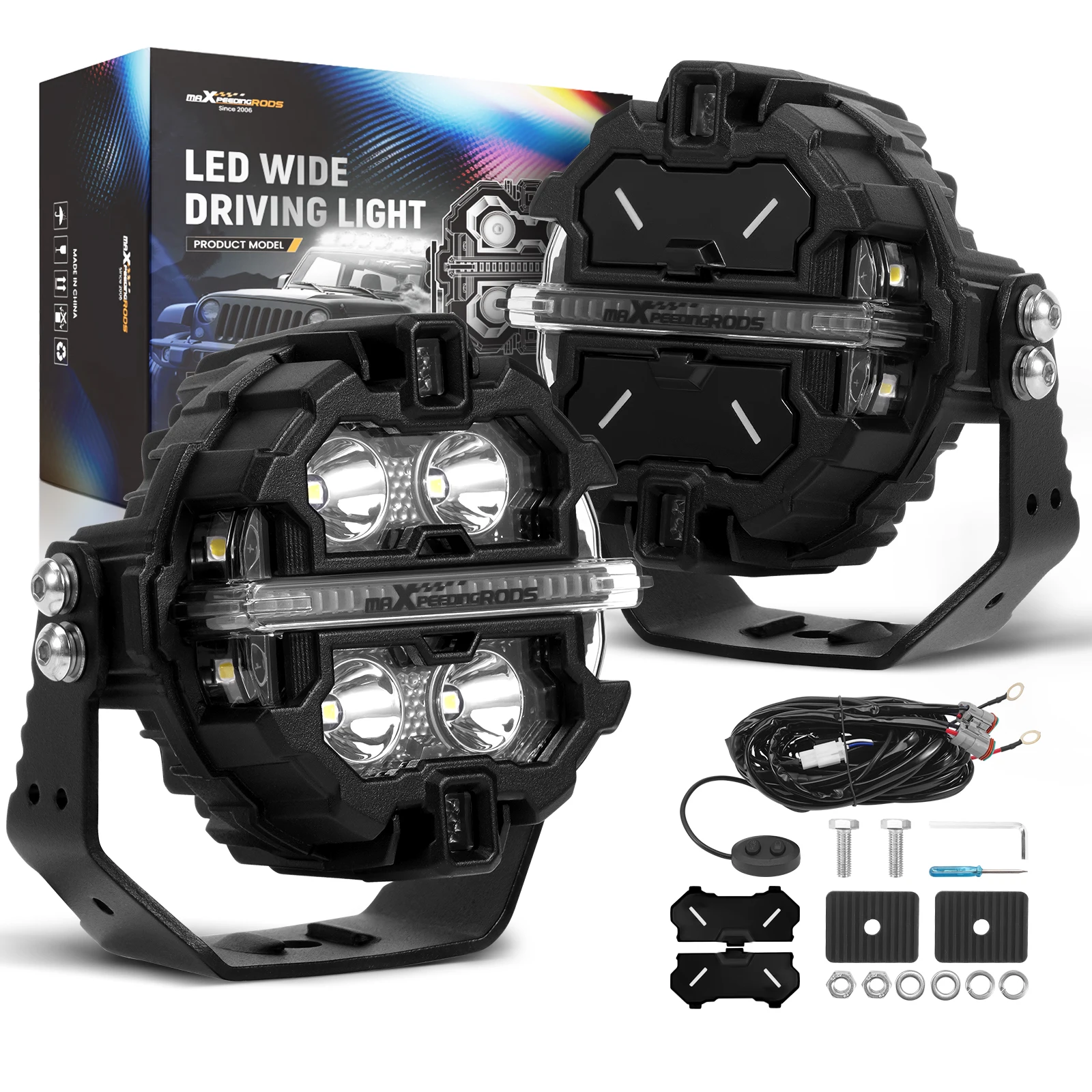 Round LED Pod Light 160W Spot Beam DRL For 4X4 SUV ATV Marine Off Road 12V White