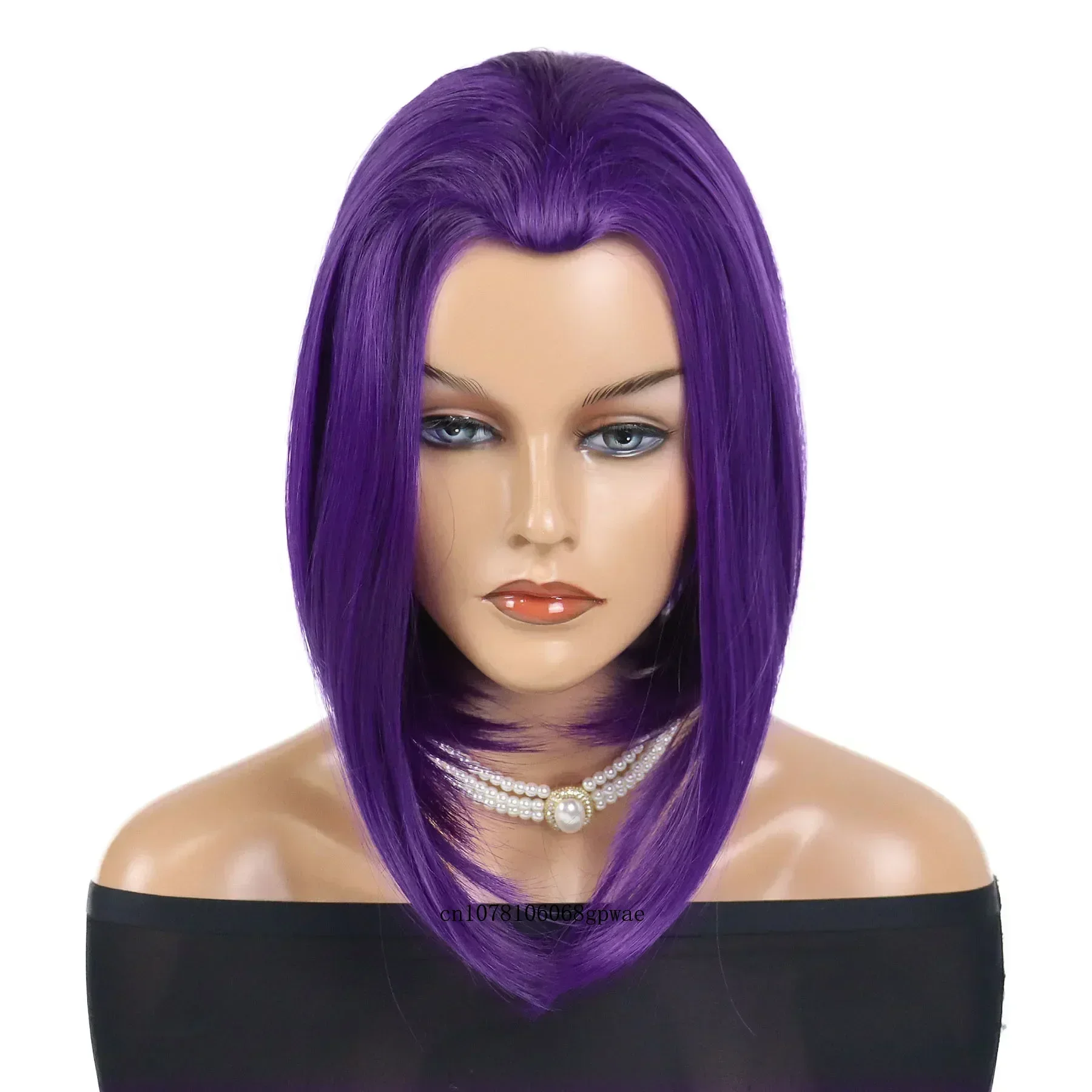 Halloween Cosplay Wigs Synthetic Purple Superhero Anime Costume Wig for Women Lady Short Bob Straight Wig Masquerade Party Use