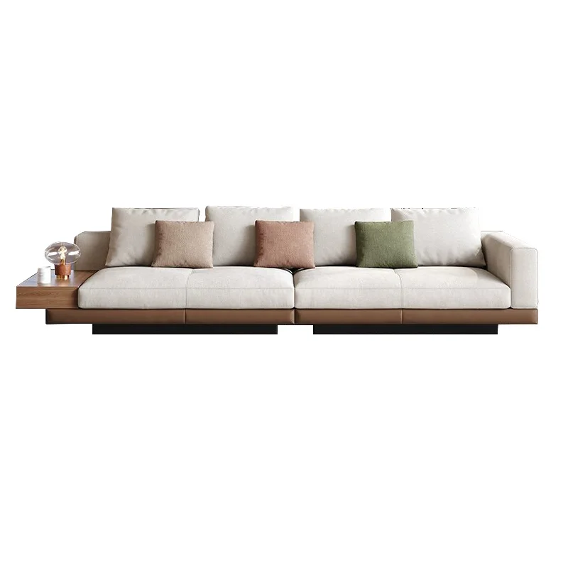 YJQ fabric sofa, vintage style living room modern minimalist sofa, vertical row Italian floating cotton-linen sofa