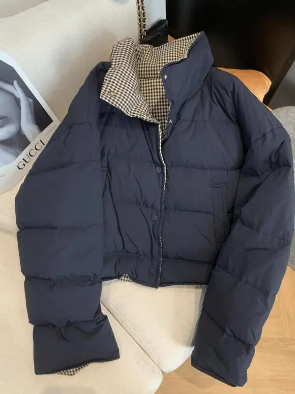 

Корейская утепленная хлопковая куртка в стиле колор-блок для женщин, свободного кроя, двусторонняя, зимняя, модная новинка, верхняя одежда