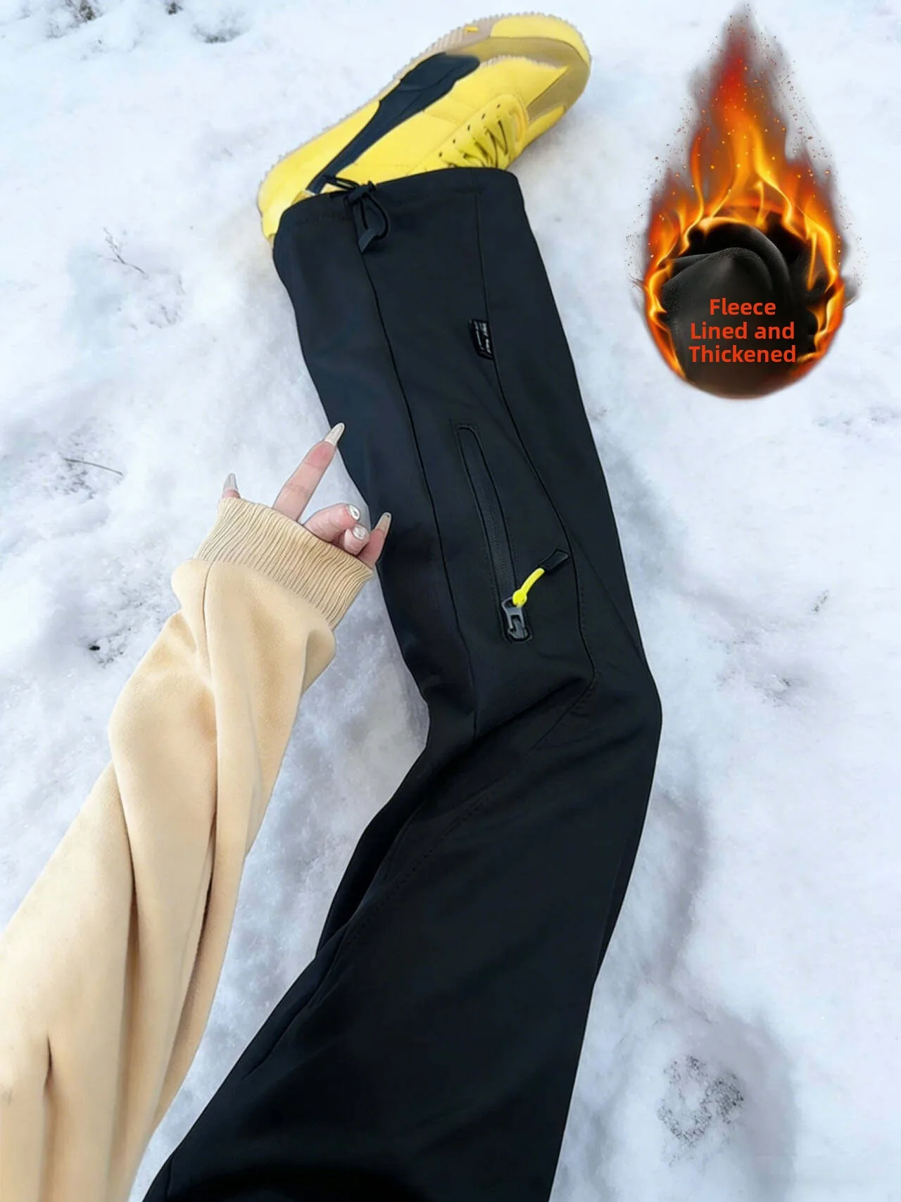 

Men's Winter Outdoor Workwear Trousers Fce Lined ell Pants Snowproof Cold Resistant Ski Pants Zipper Straight Leg Casual...