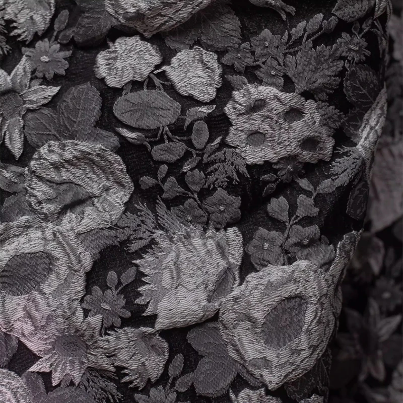 

Grey Jacquard Curtains Fabric Home Mottled Floral Embossed Textured Puffy Bubble Handmade for Skirts Designer Crafts Materials