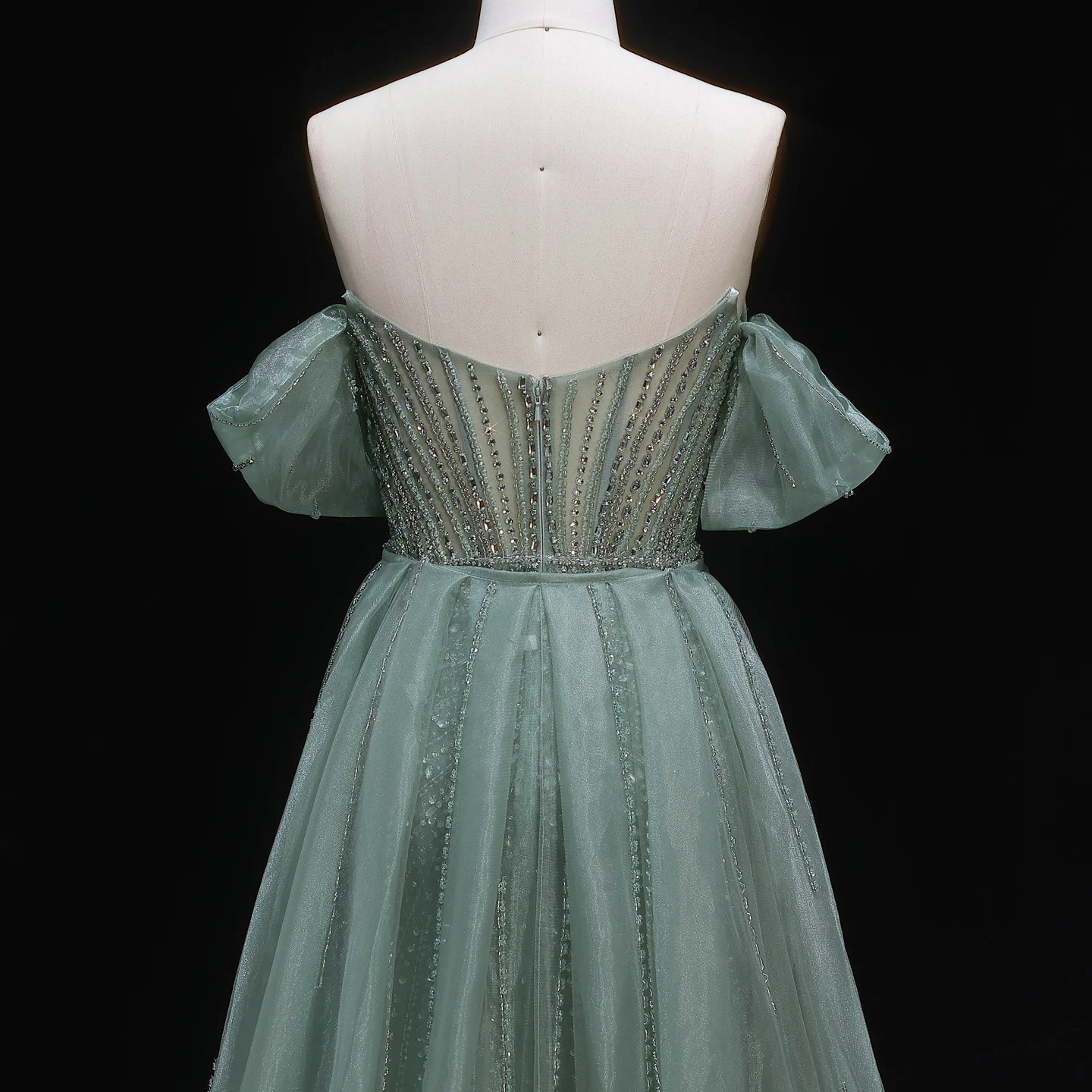 Sharon Said Elegantes Schulterfreies Abendkleid mit Überrock, Luxuriöses Perlenbesetztes Meerjungfrauenkleid für Arabische Damen, Formelle Partykleider SS120 Maßanfertigung – Detail 25