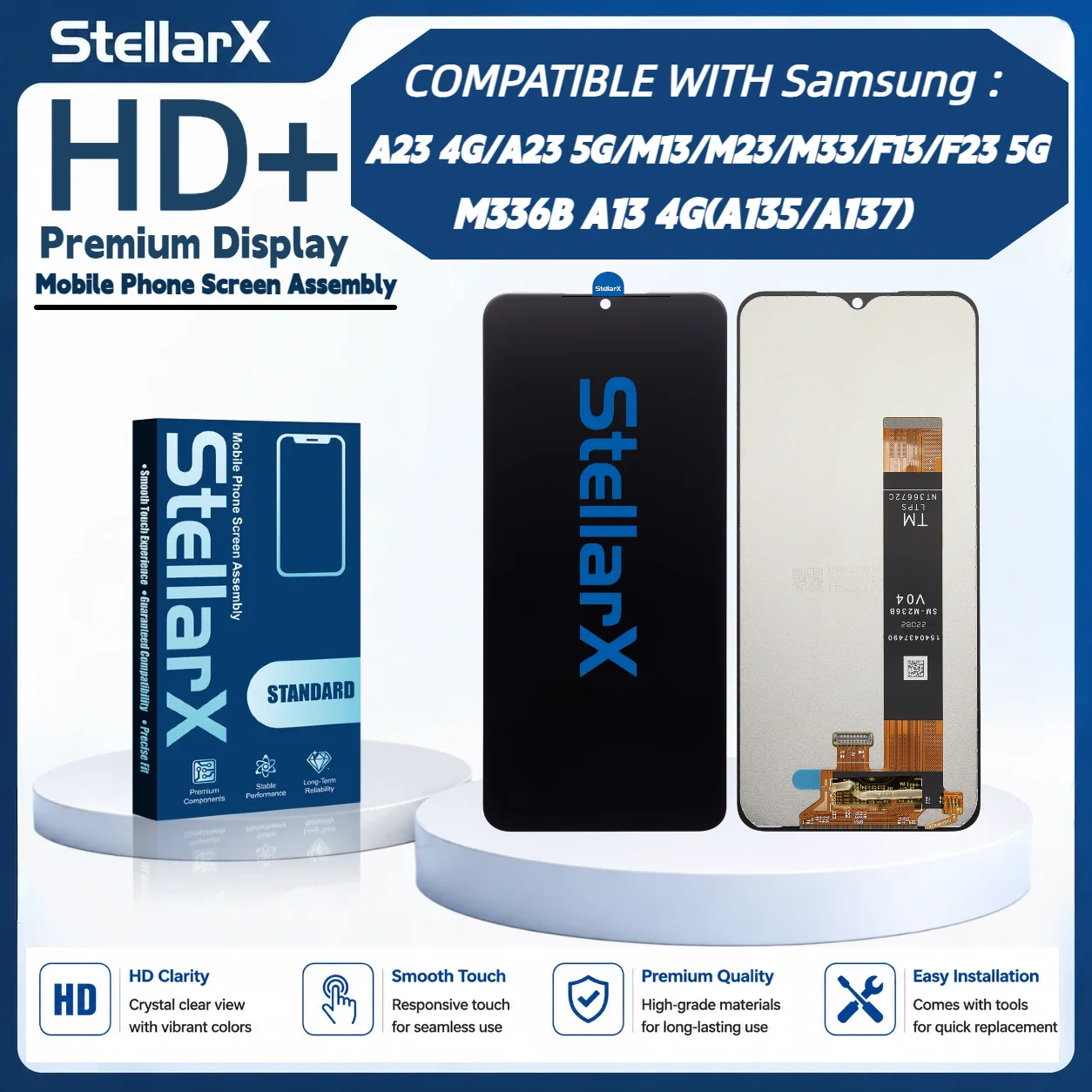 StellarX HD+ Display Screen Replacement for Samsung A13 4G A23 4G A23 5G M13 M23 M33 F13 F23 5G LCD Assembly Without Frame