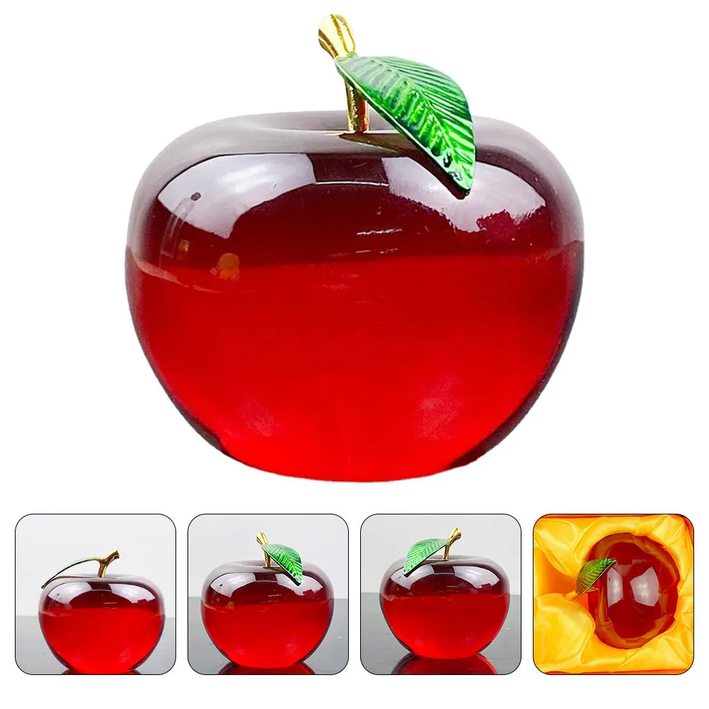 

Desktop Crystal Apple Decor Red Apple Craft for Home Office Living Room Car Desk Decorative Ornament Gift Idea