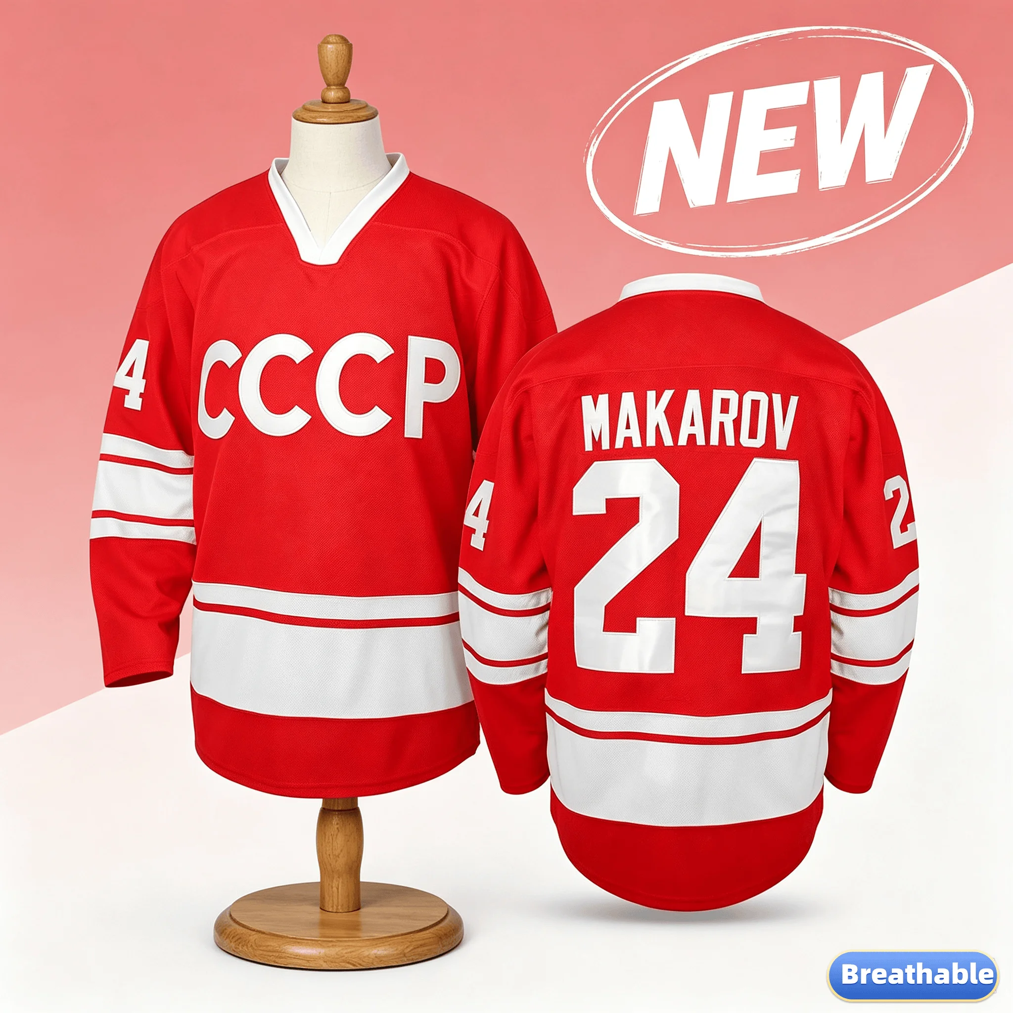 Vintage Fashion Jersey - Hockey Jersey - Red with White