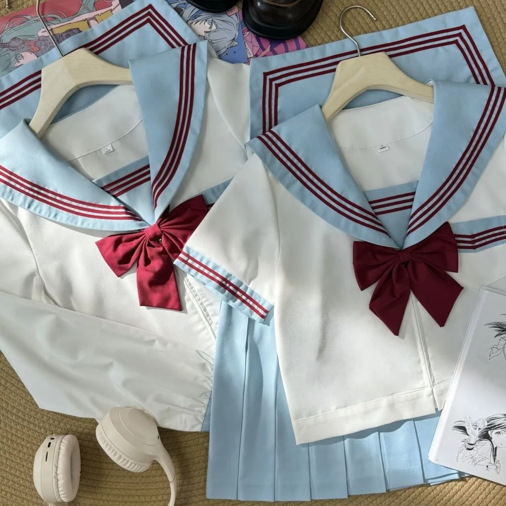 Japanese Jk Campus Uniform Suit  Anime Cosplay Sailor Uniform Long and Short Sleeves Jk Uniform Basic Sailor Suit