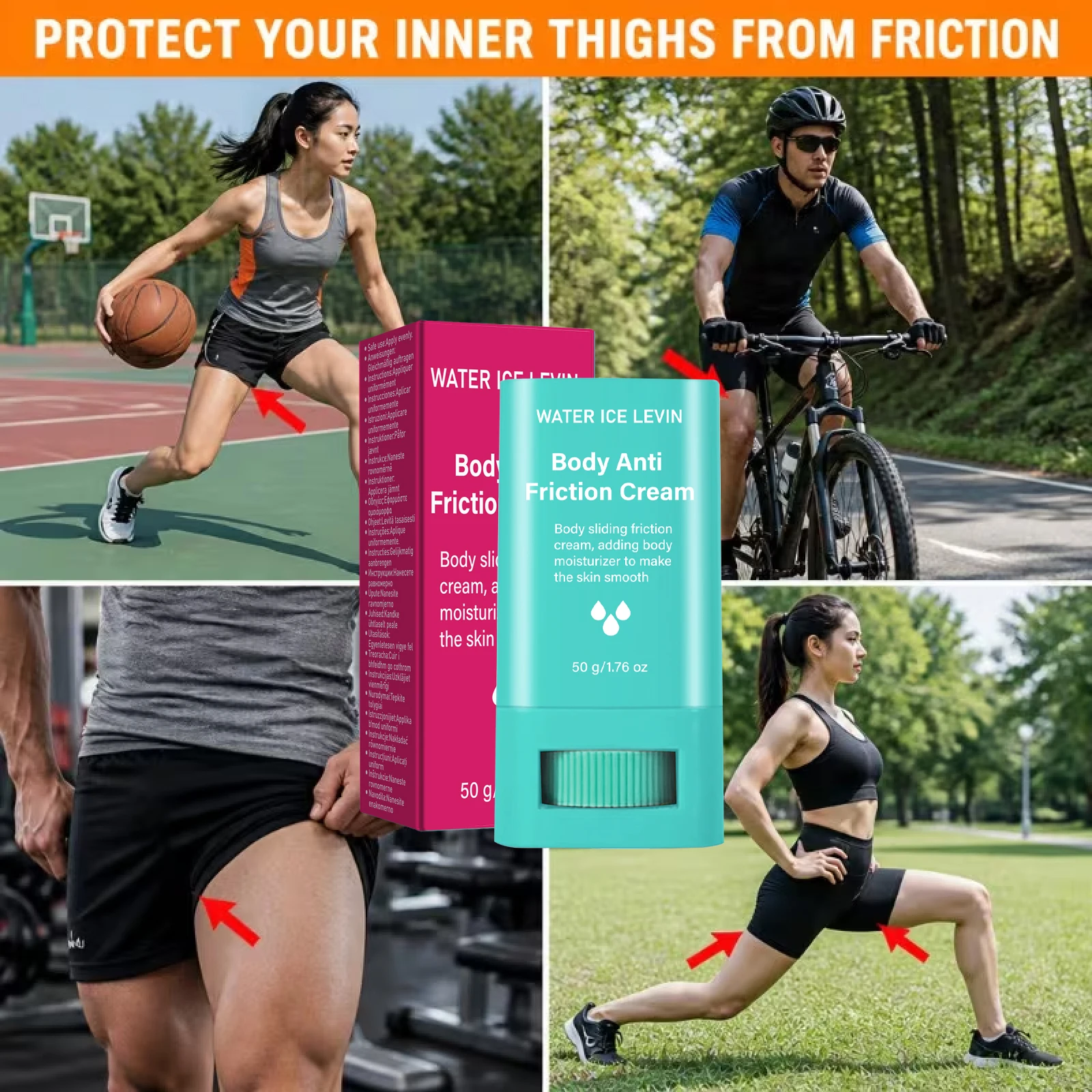 Anti-Chafing Body Smoothing Cream with Retinol & Hyaluronic Acid – Moisturizing Firming Cream with Collagen, 50g