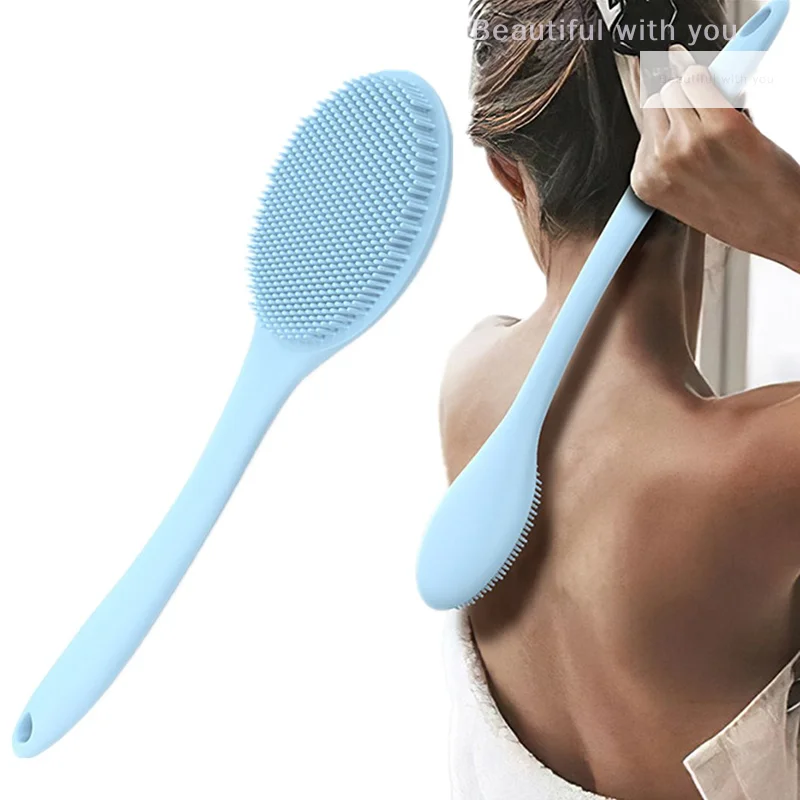 Silicone Back Scrubber Long Handle Body Scrubber Light Easy-to-Hold Shower Brush For Skin Cleaning Exfoliating