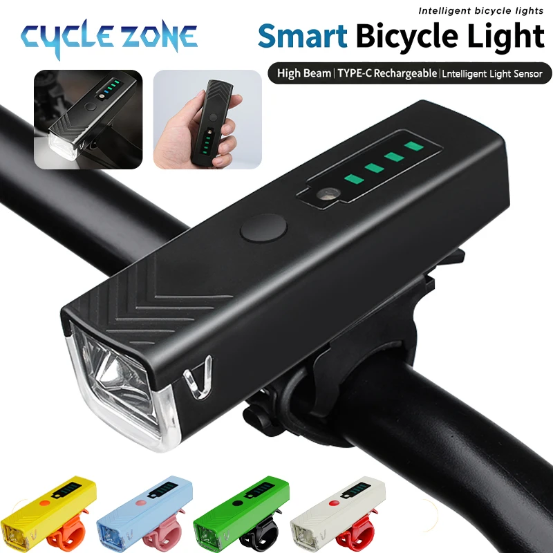 Smart Smart Bike Light with Light Sensor TYPE-C Rechargeable Bicycle Headlight Battery Display 4 Modes Cycling Lamp for Night Riding - Aliexpress Deal