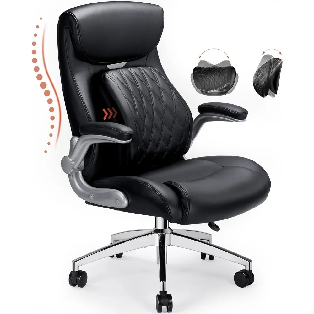 Executive Office Chair, Posture PU Leather with Dynamic Sitting & Stepless Adjustable Lumbar Support, Ergonomic, Computer Chairs