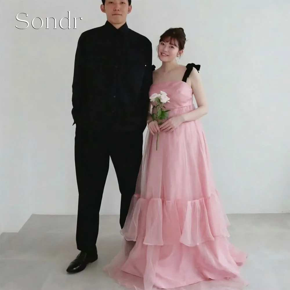

Sondr Customized Lovely Japanese Wedding Party Dresses Sleeveless A Line Women Evening Dresses Silk Organza Bridal Party Gown
