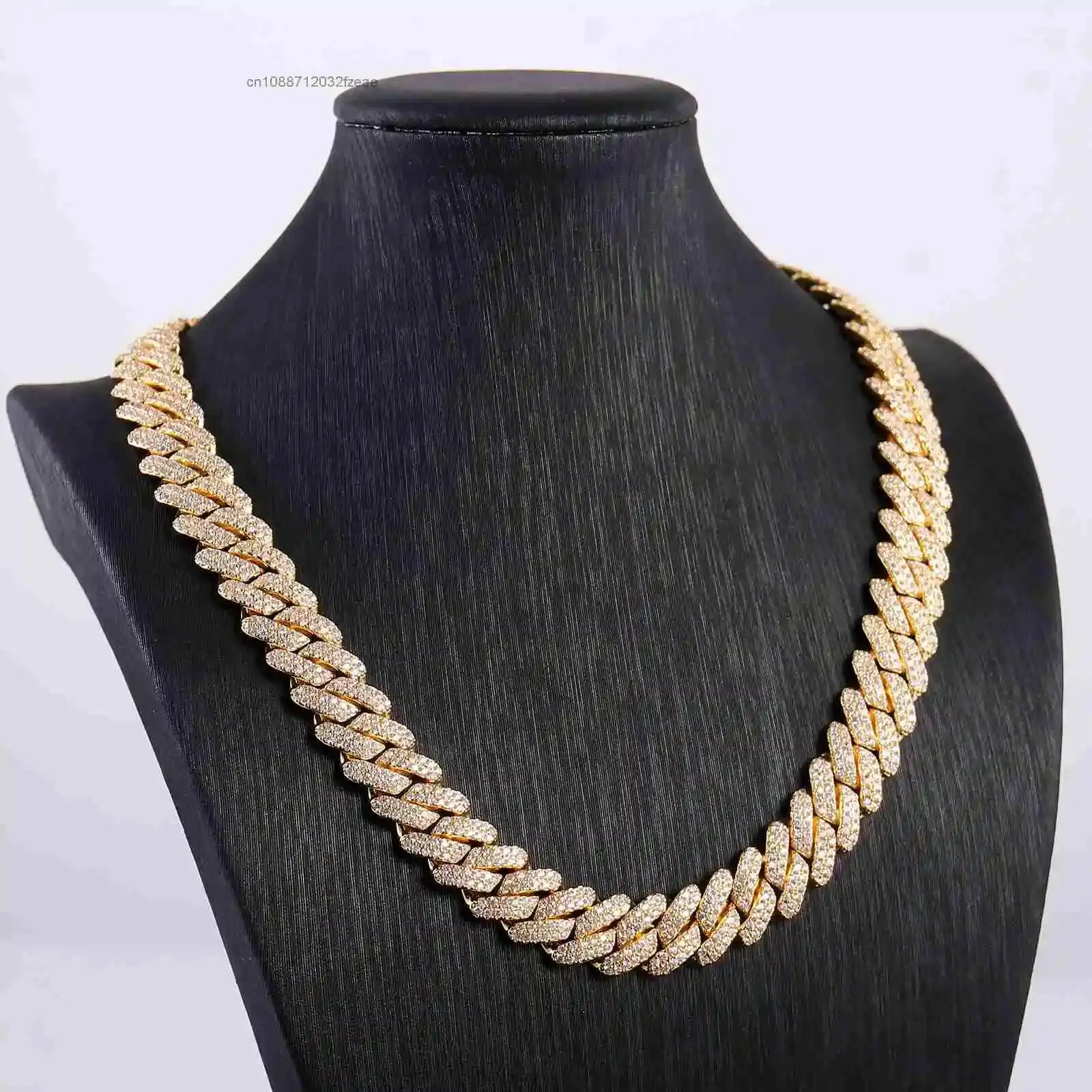 Luxury Fashion Customization Moissanite Cuban De 10mm 10k 14k 18k Gold Mossinate Diamond Cuban Chain 2 Row Stone Miami Cuban Lin