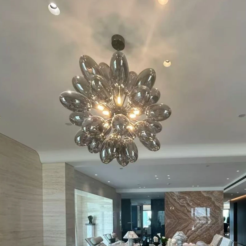 

Elegant Dimmable Ceiling Chandelier: Modern American Luxury Living Room Lamp with Black Glass Lustre for Decor Interior Light