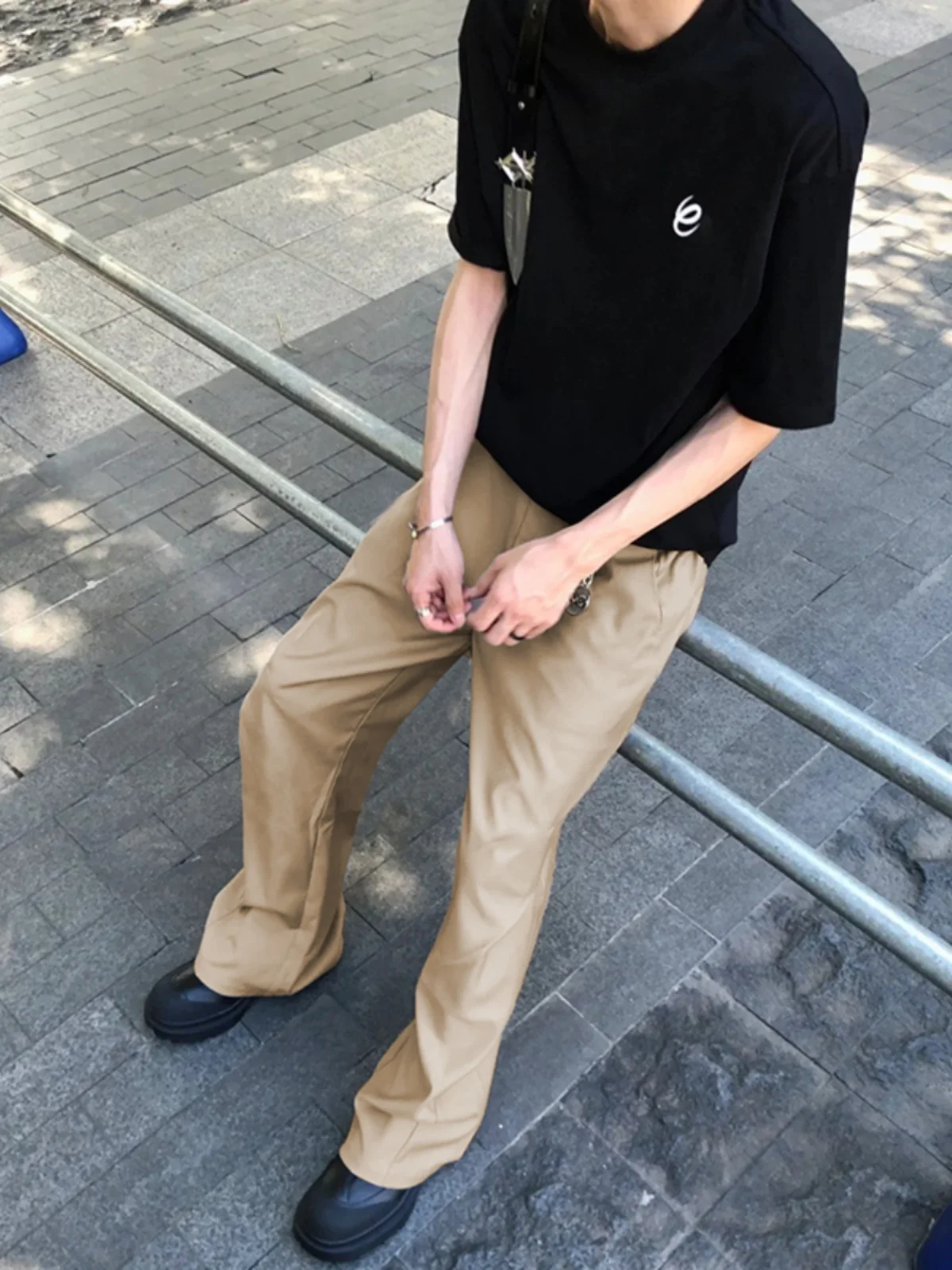 

Мужские летние брюки цвета хаки из тонкого ледяного шелка, прямого кроя, свободные, повседневные, молодежные, из полиэфирного волокна, весенний стиль