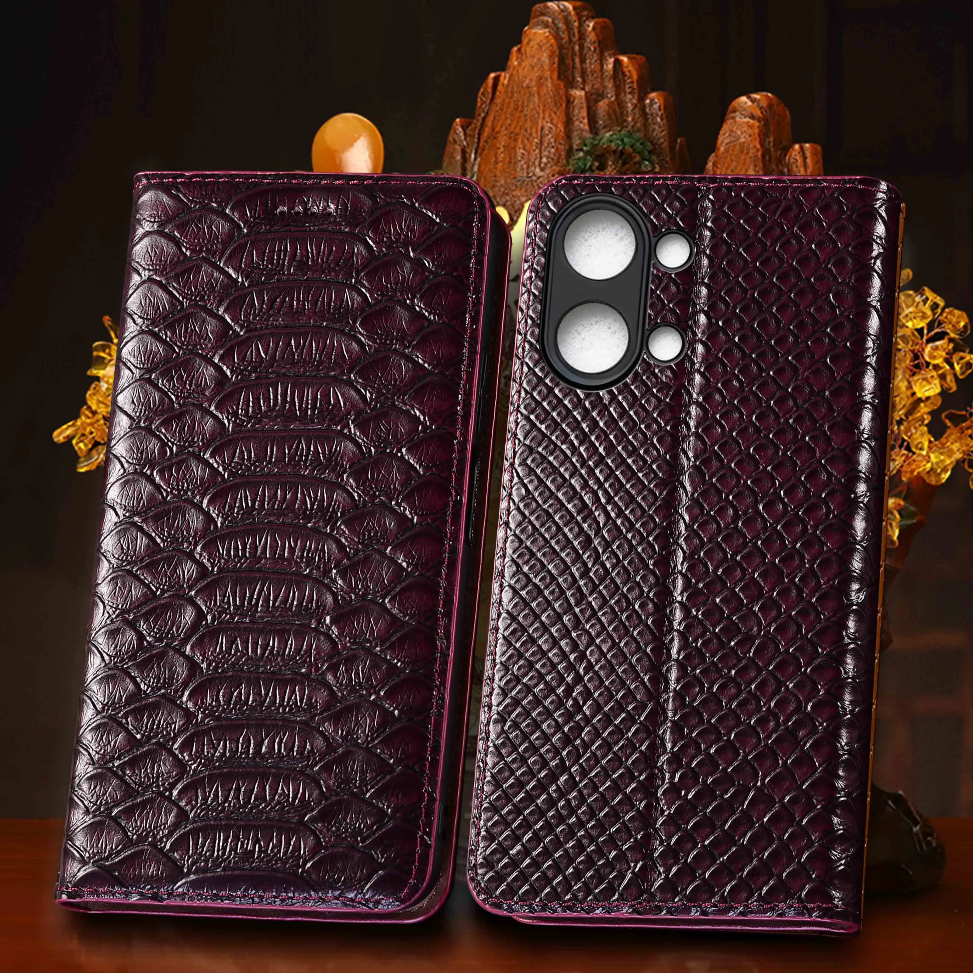 

For Xiaomi Poco X3 X4 X5 X6 X7 X8 Pro NFC GT Neo Max 5G Python Pattern Of Genuine Leather Wallet Flip Phone Cover Case Cowhide