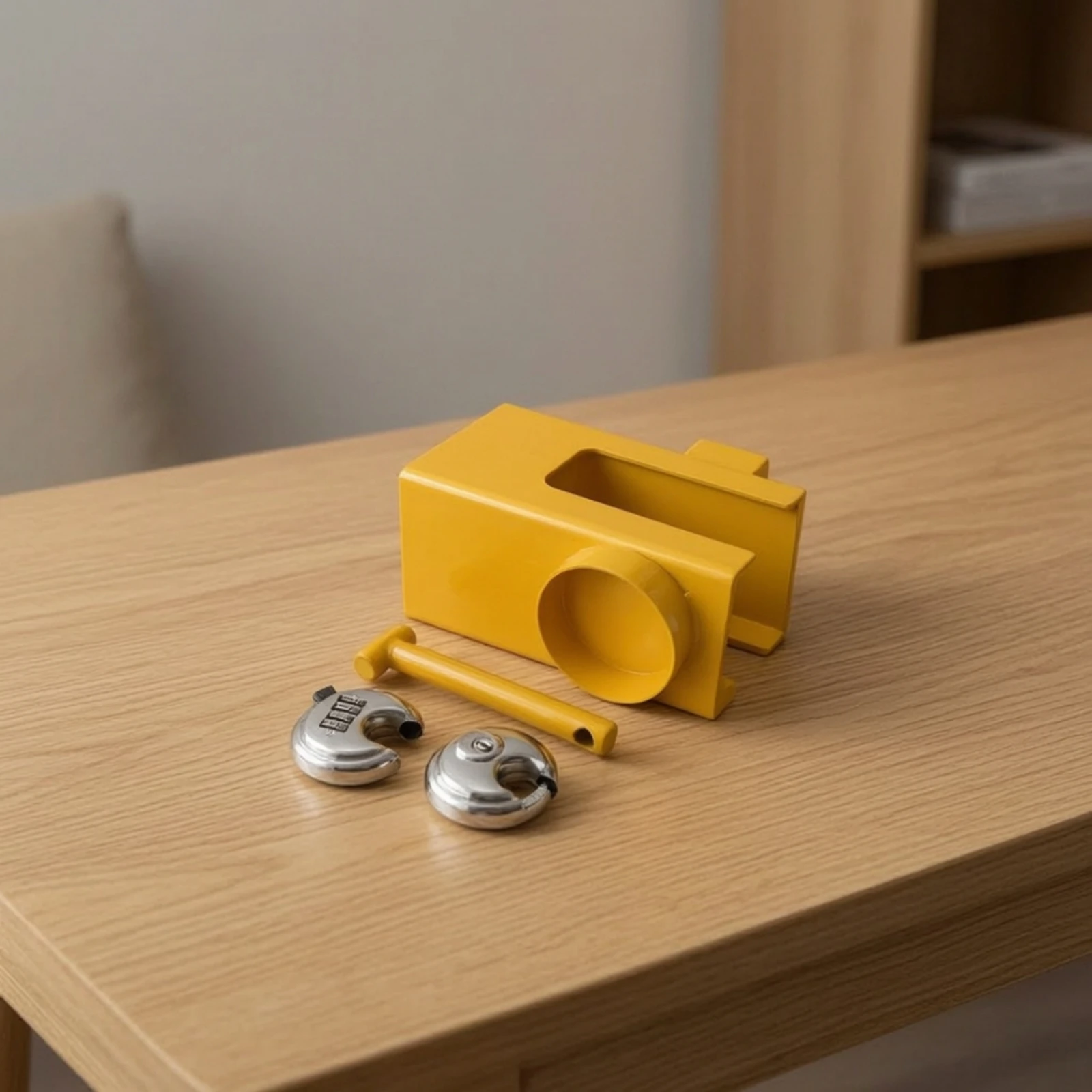 Trailer Hitch Coupler Lock Heavy-Duty Trailer Hitch Lock Yellow Reinforced for Truck Drivers, Parking, Transport