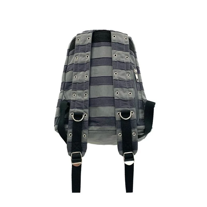 Striped Patchwork Rabbit Ear Backpack Large Capacity Punk Rock Printed Knapsack Fashion Unisex High Street For Students Kids